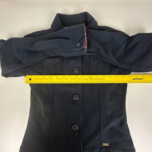 Vintage Woolrich Blazer Womens S Cotton Silk Y2K Jacket Blue Contrast Plaid Trim - Picture 7 of 13